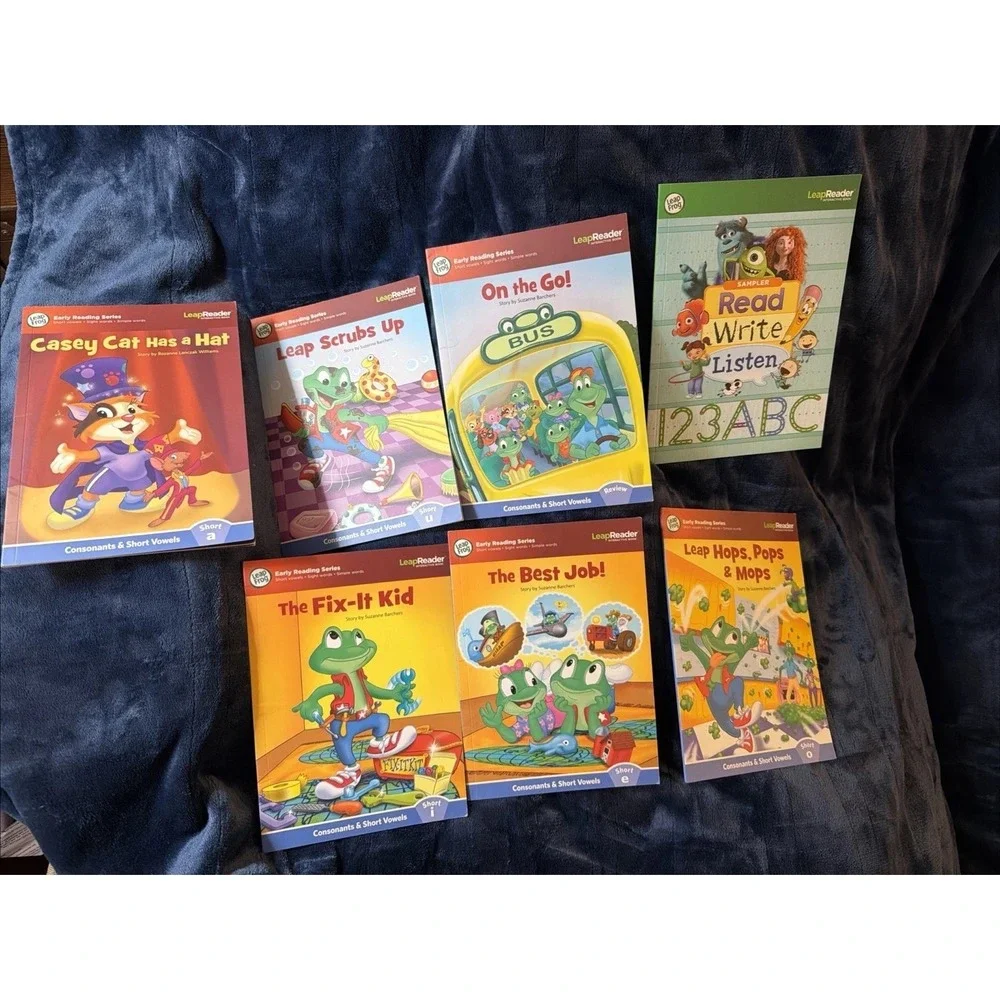 Lot of 7 Leap Frog Early Reading Series Leap Reader Interactive Books Sampler